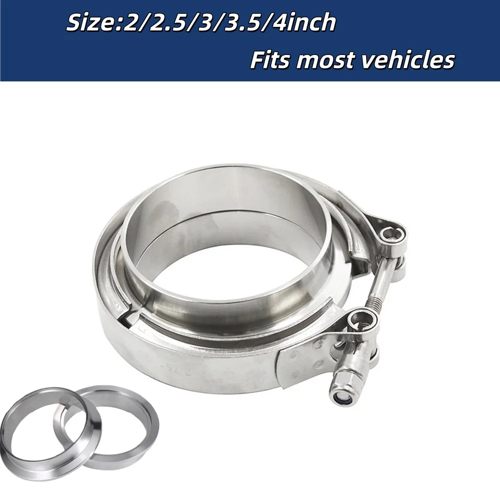 Exhaust pipe clamp V Band Turbo High Temperature Resistance Fits 2 2.5 3 3.5 4 Inch Pipes for Automotive Exhaust Systems Silver