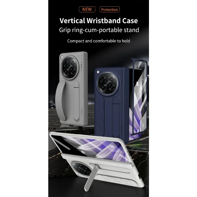Case for Oppo Find N6 N5 N3 Grip Ring Integrated Stand Full Lens and Hinge Protection Shockproof Tempered Glass Cover