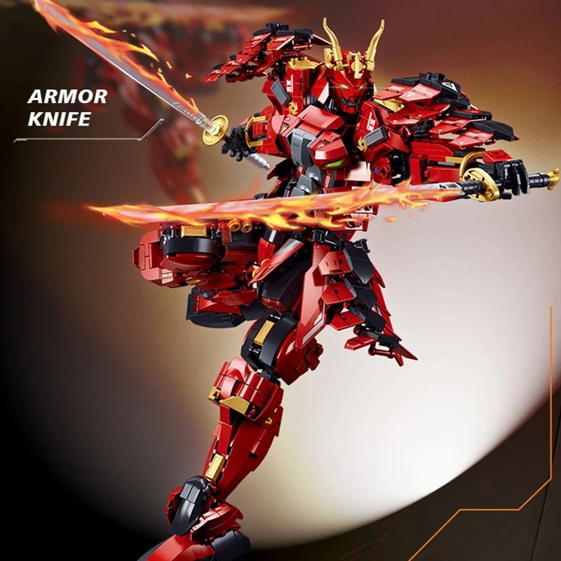 923Pcs Bricks Robot Building Blocks/Red Samurai Figure Heavy Armored Mech Model/Birthday Gift Toys For Boys