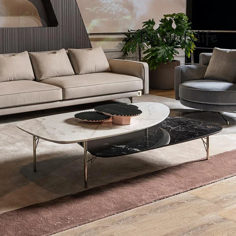 

yj32 FTavolino da caffè creativo di design postmoderno di lusso leggero a forma speciale, mobili da soggiorno in pietra verde