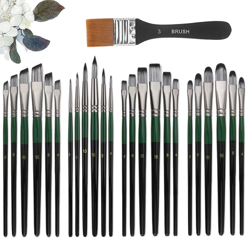 

Профессиональный набор кистей для рисования художника, 25 шт. — различные формы, включая круглые, Filbert, плоские, угловые кисти для масла