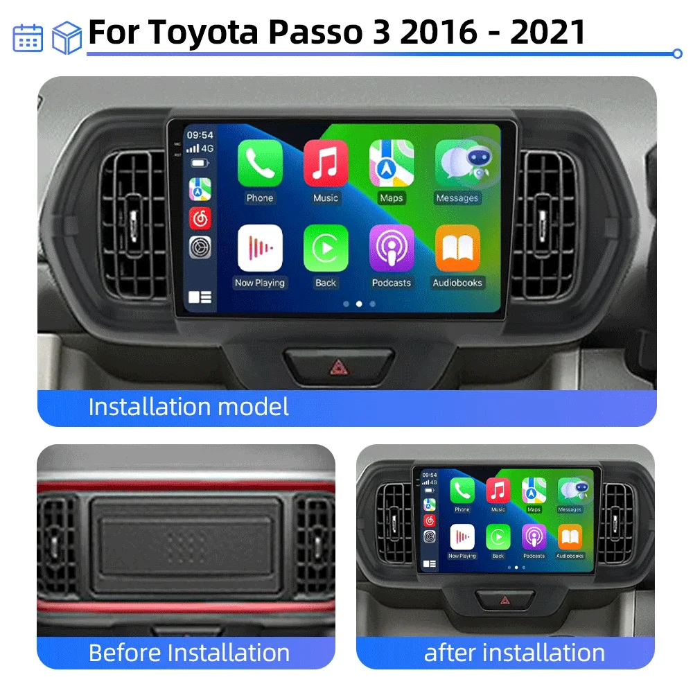 Android 16 for Toyota Passo III 3 2016 - 2021 Autoradio Con Driver Destro Multimedia Wireless Carplay 5G Wifi BT Navigazione GPS