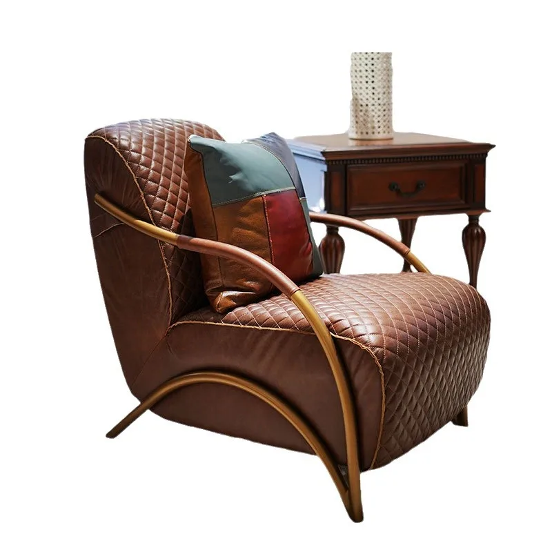 

Retro industrial style mid-ancient leather sofa chair
