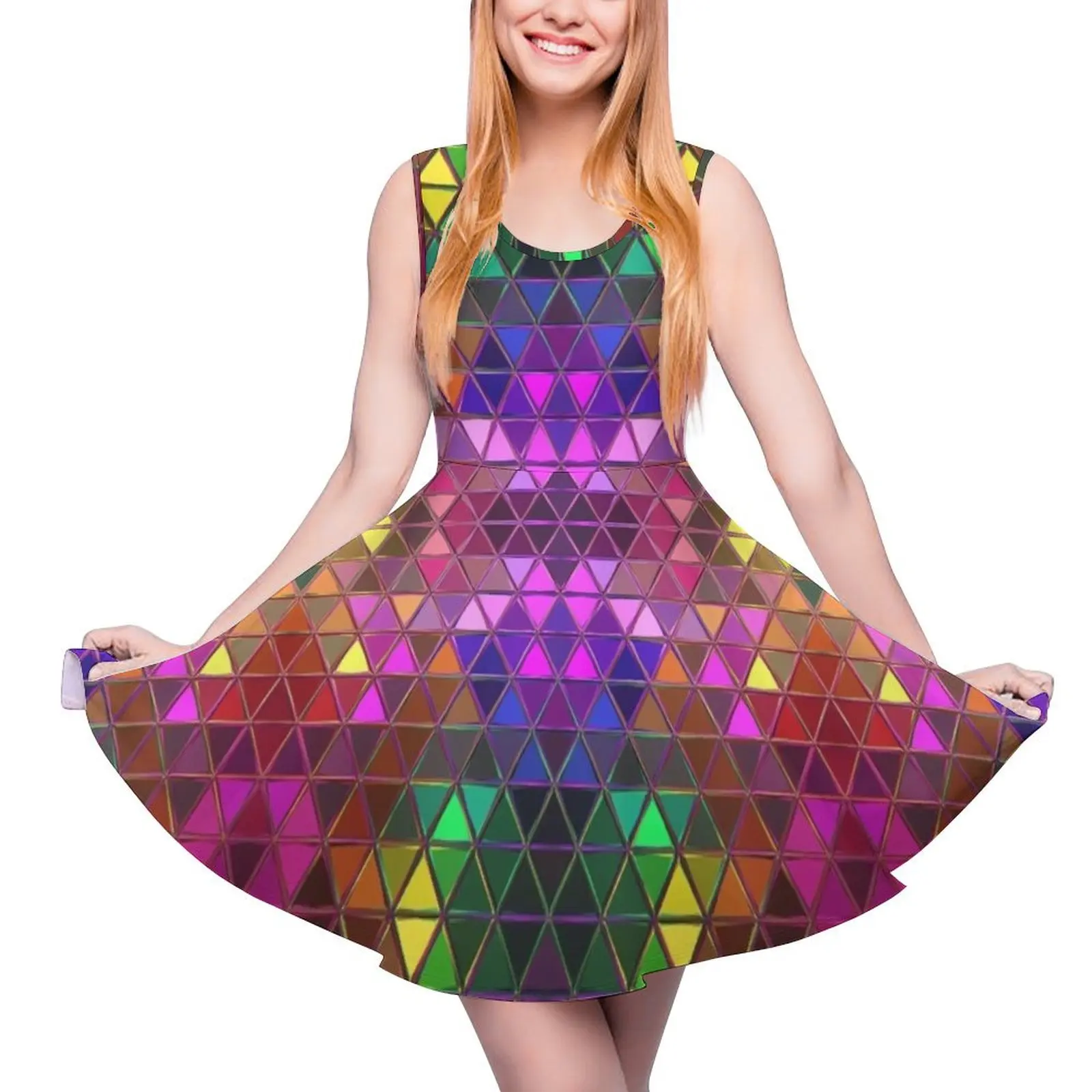 

Glowing Triangles Mosaic Pattern Sleeveless Dress dresses for women 2024 luxury designer party womans clothing