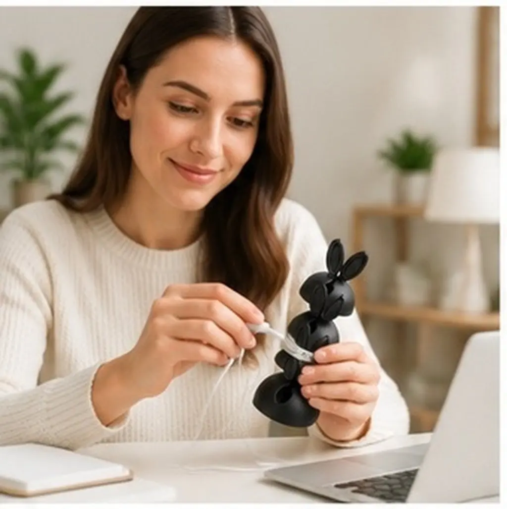 30Pcs Rabbit Ear Cable Clips – Self-Adhesive Cord Organizers for Desk, Home, Office & TV Cable Management
