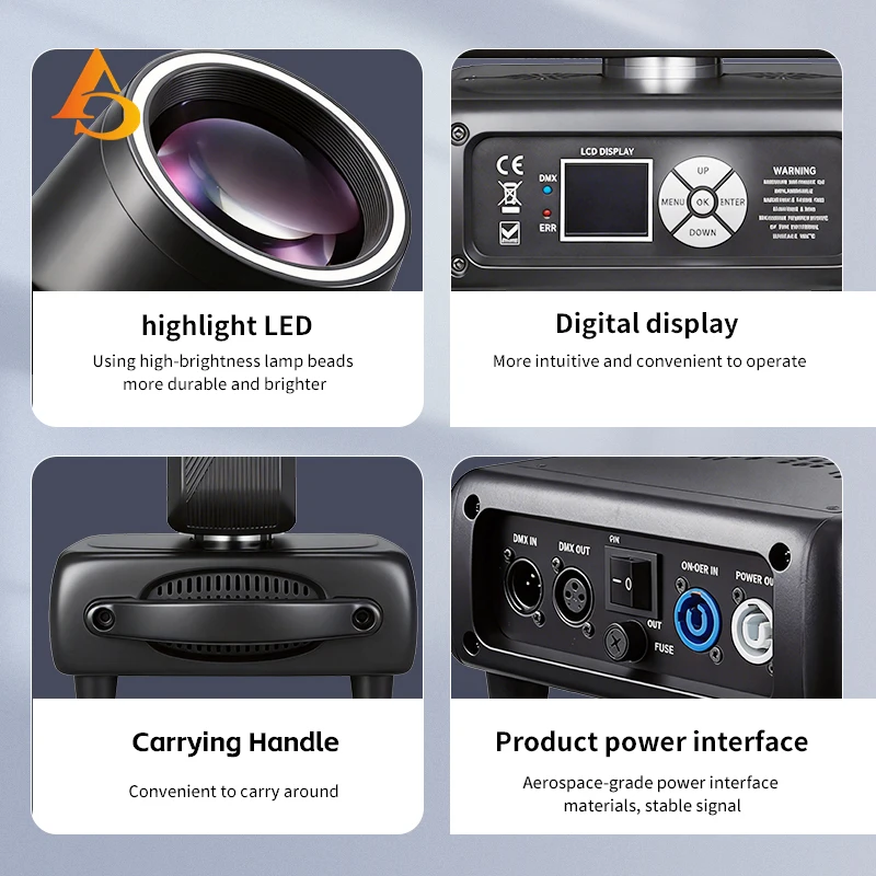 LED DMX 200W beam moving head light patterned + white circle effect with prism effect suitable for DJ parties bars performances