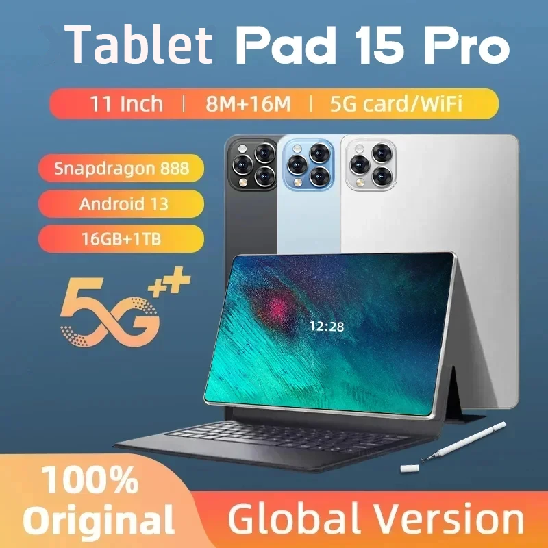 

2024 Original Versie Hd 4K Pad 15 Pro Tablet Android 13 Snapdragon 870 16Gb + 1Tb 20000Mah Tablet Pc 5G Wifi Mi Tab