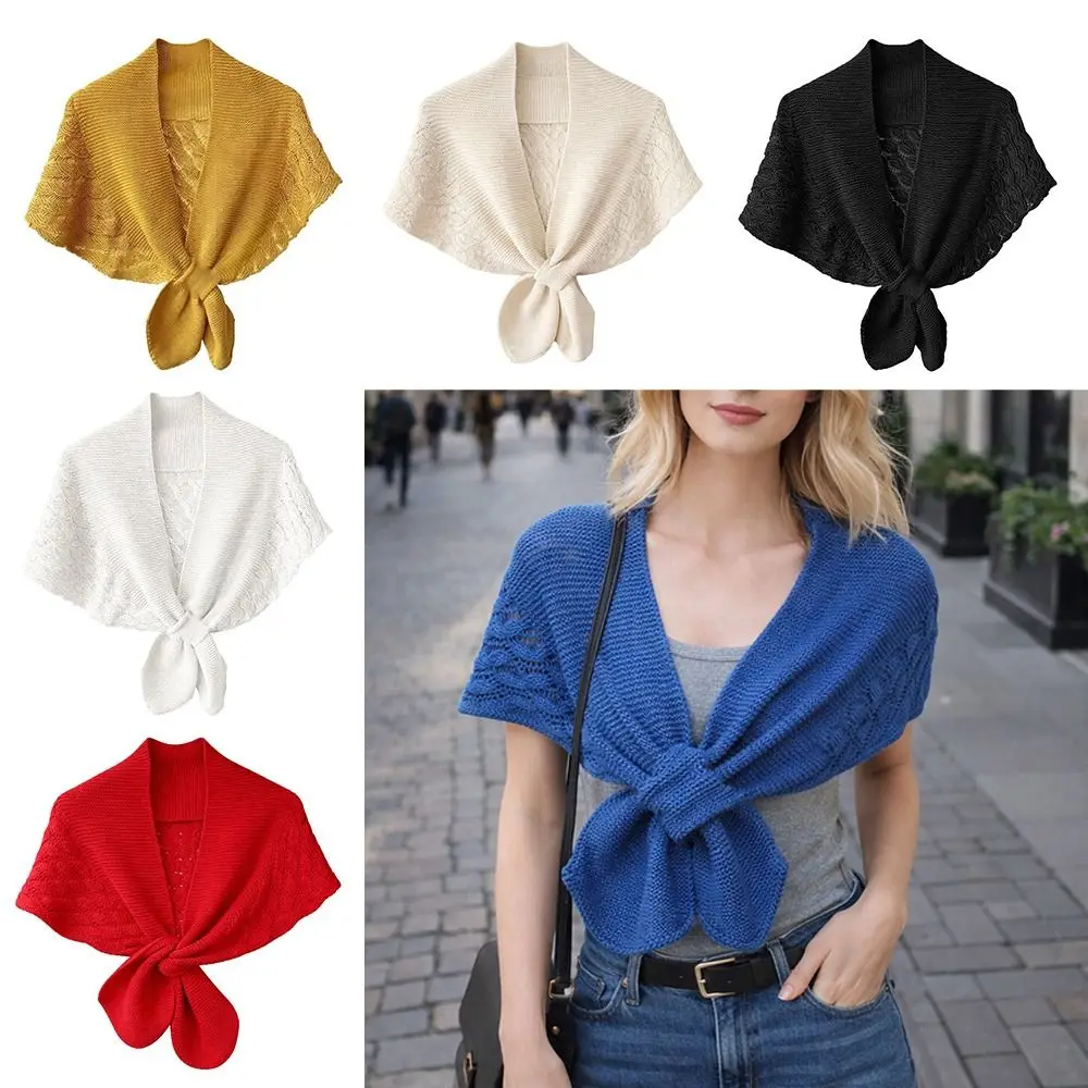 

New Solid Color Knitted Shawl Knitted Blouse Shoulders Cross Shawl Air-conditioning Outerwear Women