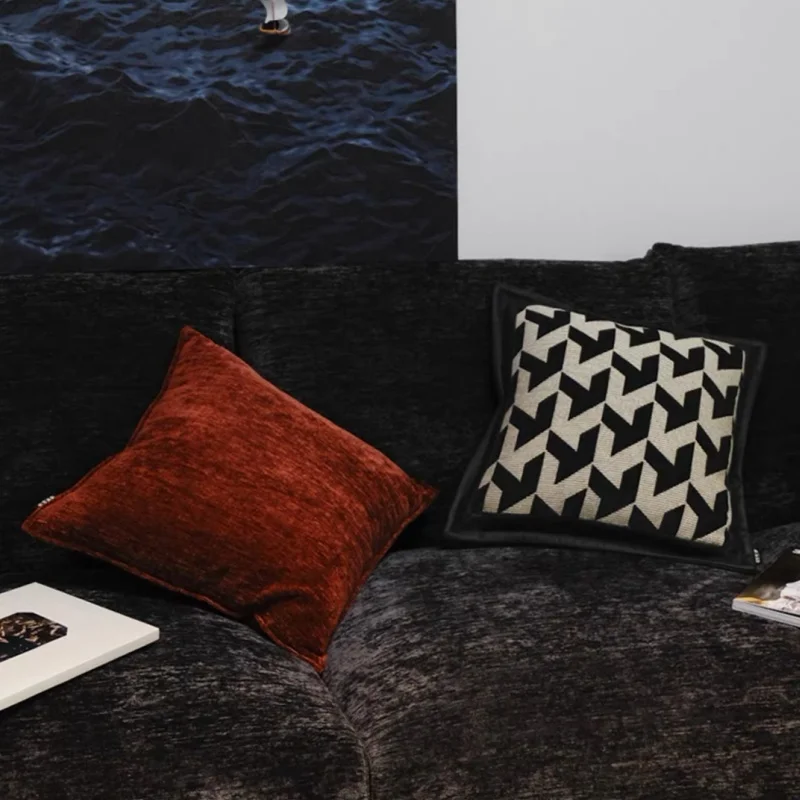 Modern Black Houndstooth Pillows Red Burgund Plain Cushion Case Luxury Decorative Pillow Cover For Sofa Chair Home Decorations