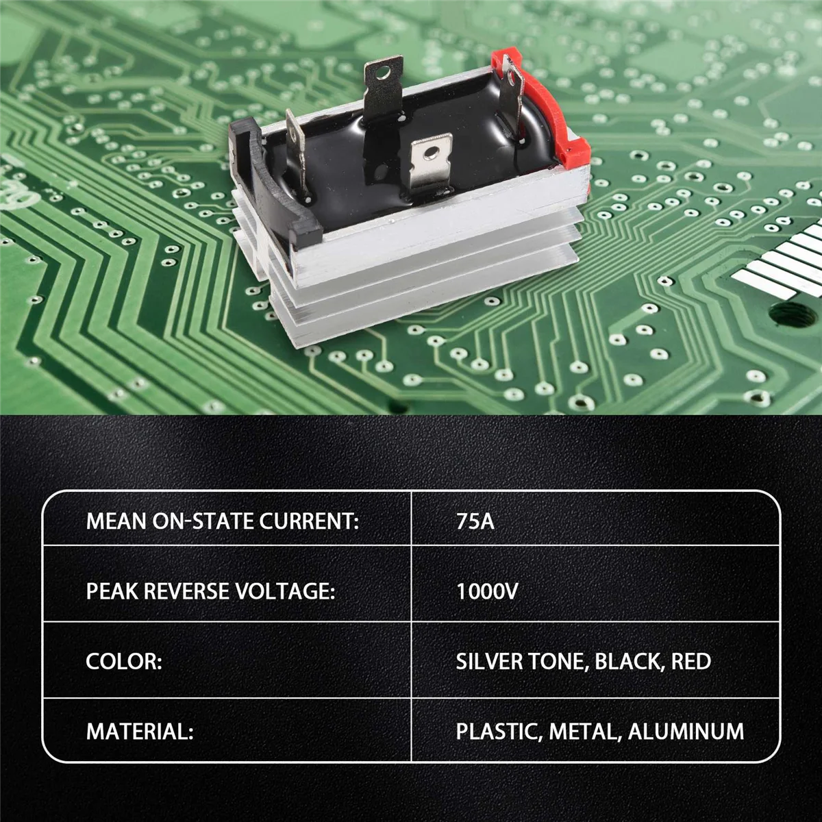 الألومنيوم المبرد قاعدة مرحلة واحدة جسر المعدل ديود 75A 1000V