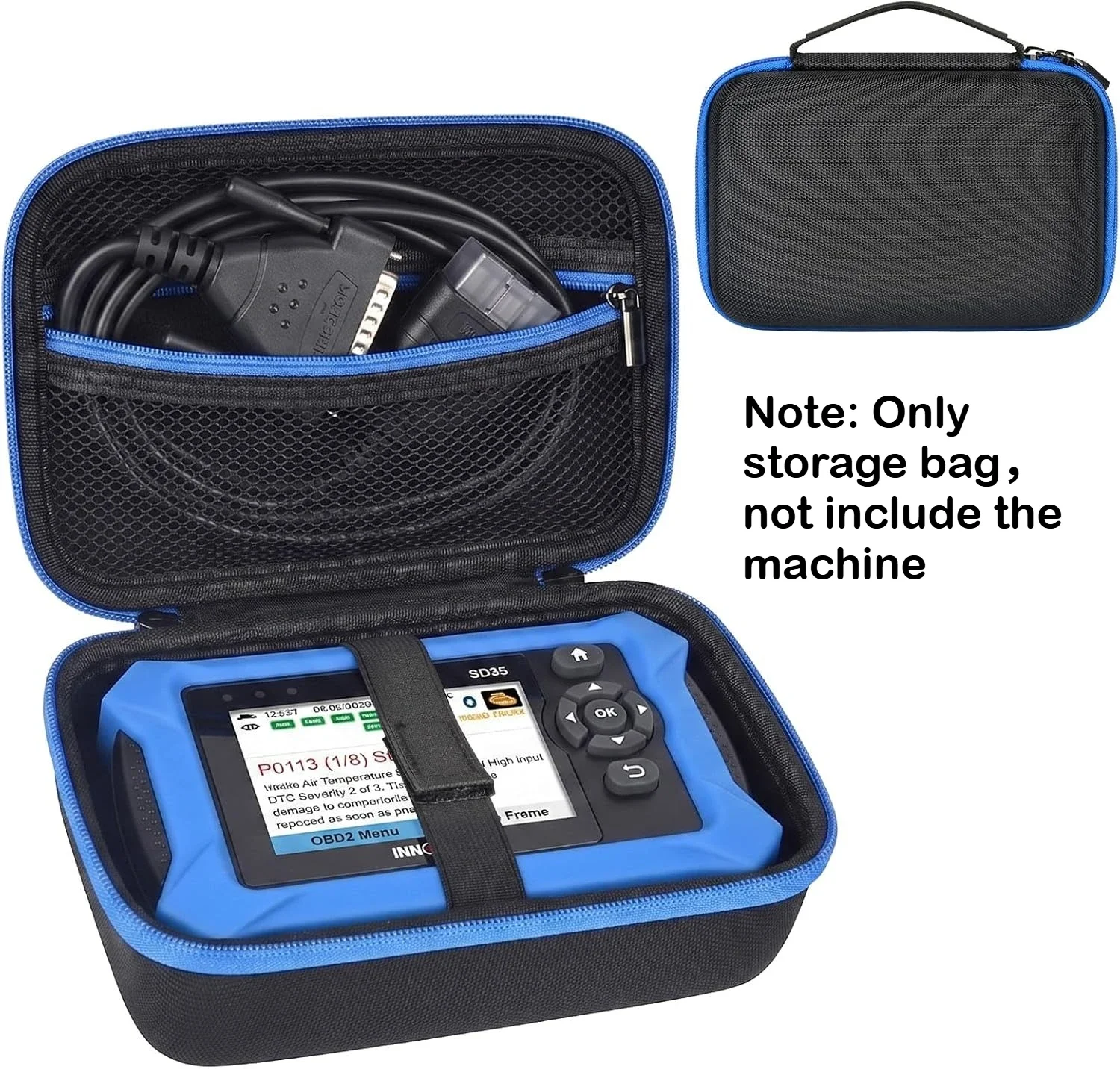 600D Oxford Carrying Case for Innova SD35/5610 OBD2 Scanner Custom-fit storage with soft lining, secure strap  Case Only