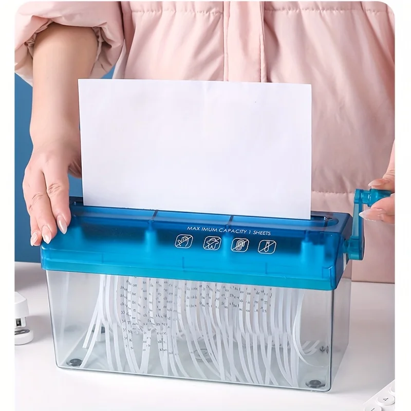 1pc Easy-to-Use Manual Paper Shredder for Sheets,Space-Saving Cross-Cut Design, Non-Slip Base,Ideal for Office,protable