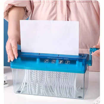 Manual Cross-Cut Paper Shredder – Space-Saving Hand-Crank Shredder with Non-Slip Base