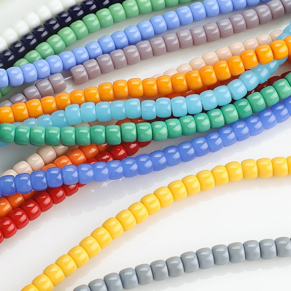 60Pcs/Lot 6x8mm Crystal Glass Beads Cylindrical Loose Spacer Beaded For Jewelry Making Supplies DIY Necklace Bracelet Accessory