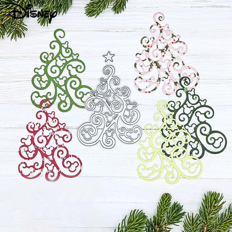 Christmas Tree Metal Cutting Dies Mickey Mouse Ears Tree Scrapbooking Craft Dies Stencil Album Embossing Card Making Cut Dies