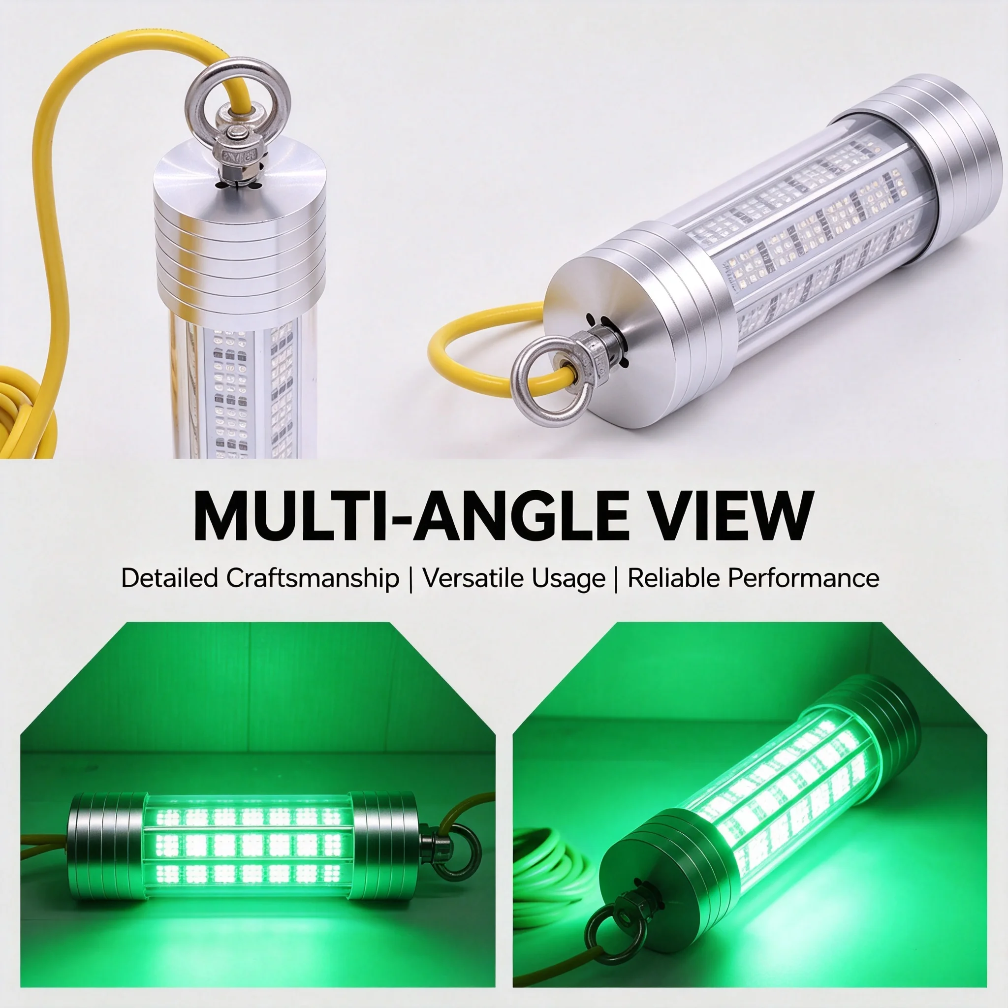 200W Grüne Unterwasser-Angellampe LED Tauchbare Nachtangel-Lampe Fischlocklicht aus Aluminiumlegierung für Salzwasser – Detail 3
