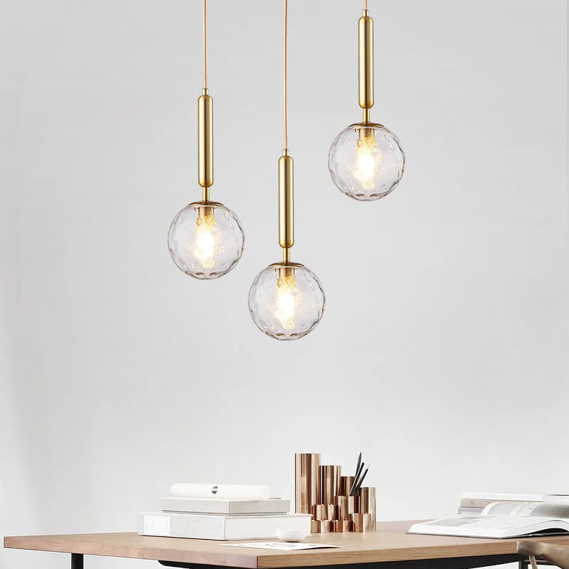 

Modern pendant lights minimalist creative personality restaurant lamp glass ball pendant lights(With light source)