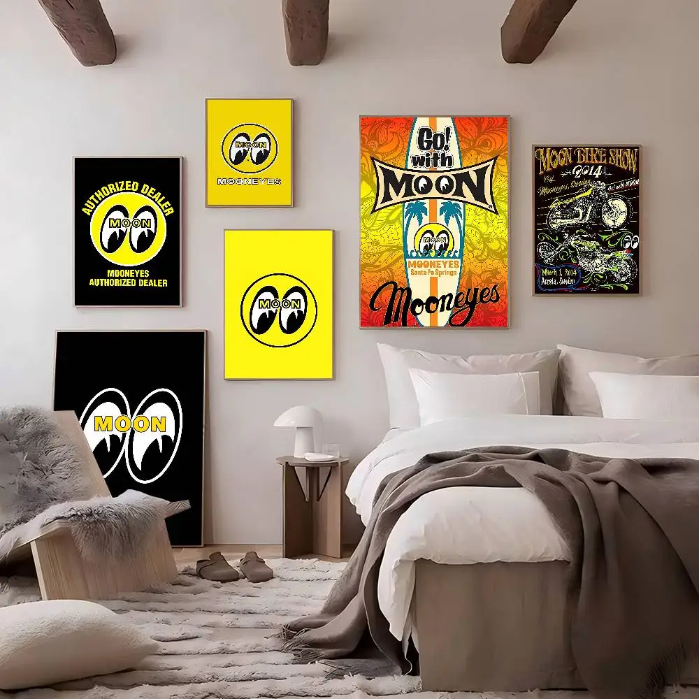 M-Mooneyes Print Self-adhesive Art Poster Fancy Wall Sticker for Living Room Bar Decoration Vintage Decorative Painting