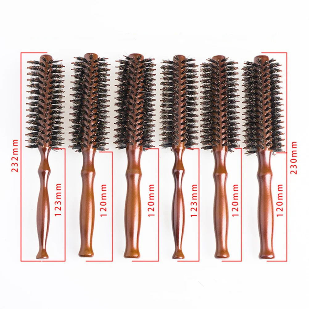 

Pig Bristle Hair Comb Spiral Design Ergonomic Wood Handle for Scalp Massage Hair Cuticle Frizz Round Comb Brush for Shiny Silky