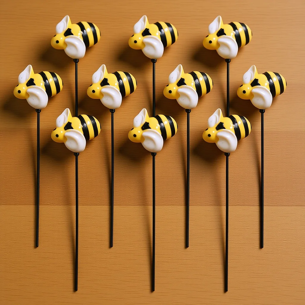 10Pcs 3D Stake Realistic Design with Swinging Wings Resin Iron Decorative Stakes for Outdoor Garden Lawn Decor