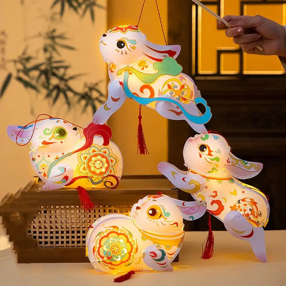 

Chinese Style Flying Rabbit Lantern Glowing Cartoon Handheld Rabbit Lantern Traditional Craft Handmade