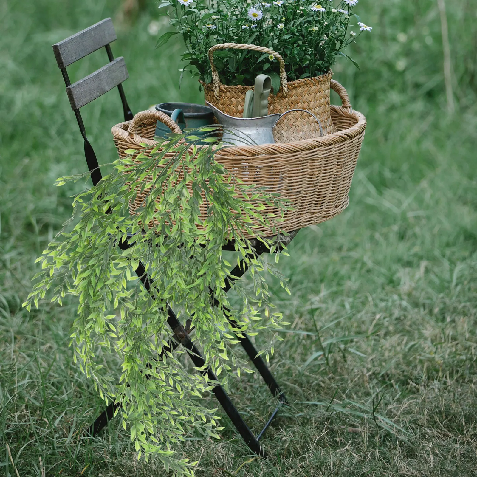 

Artificial Hanging Plants Simulation Leaf Decor Lightweight Portable Outdoor Faux Vines Hanging Wicker Wall Plant Decor