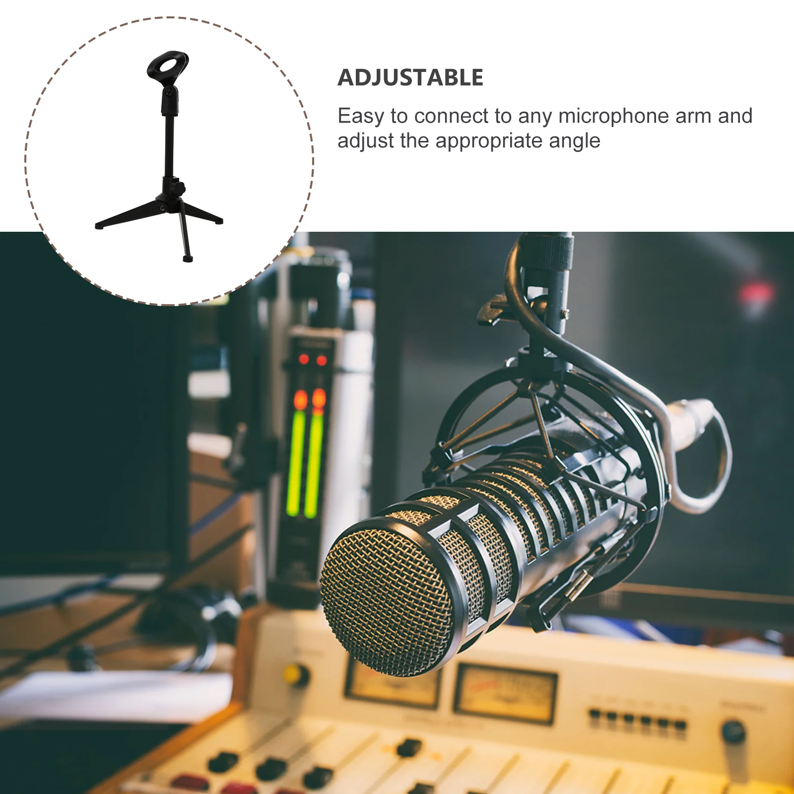 

Microphone Fixing Frame Adjustable Stand for Conference Speeches Singing Recording Free Hands Solid Base Professional Use