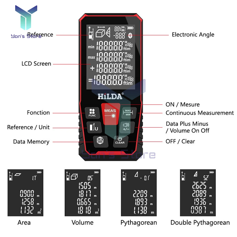 Laser Distance 100M/120M Multifunction Rangefinder Profesional Meter Volumetric Measurement Laser Range Finder Ruler Test Tool