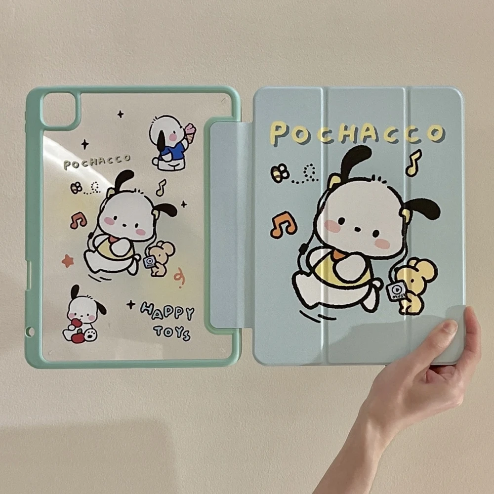 

For Apple iPad 2025 11th Case with Pencil Holder Smart Cover Air 11inch 2024 Pro 10.5 10.2 7/8/9/10th 10.9 9.7 Mini6 Pochacco