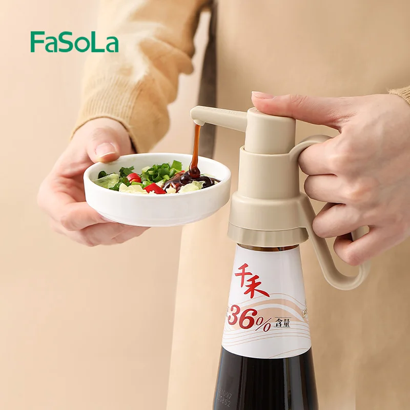 FaSoLa Oyster Sauce Dispenser Jam Bottle Pump Tomato Ketchup Paste Nozzle Cooking Seasoning Oil Bottle Home Kitchen Tools