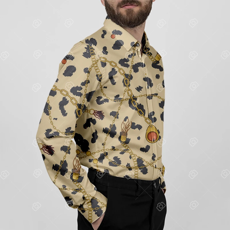 New Luxury Multicolor Printed Shirts 2025 Spring Men's Long Sleeve Slim Casual Dress Shirt Streetwear Social Party Men's Clothes