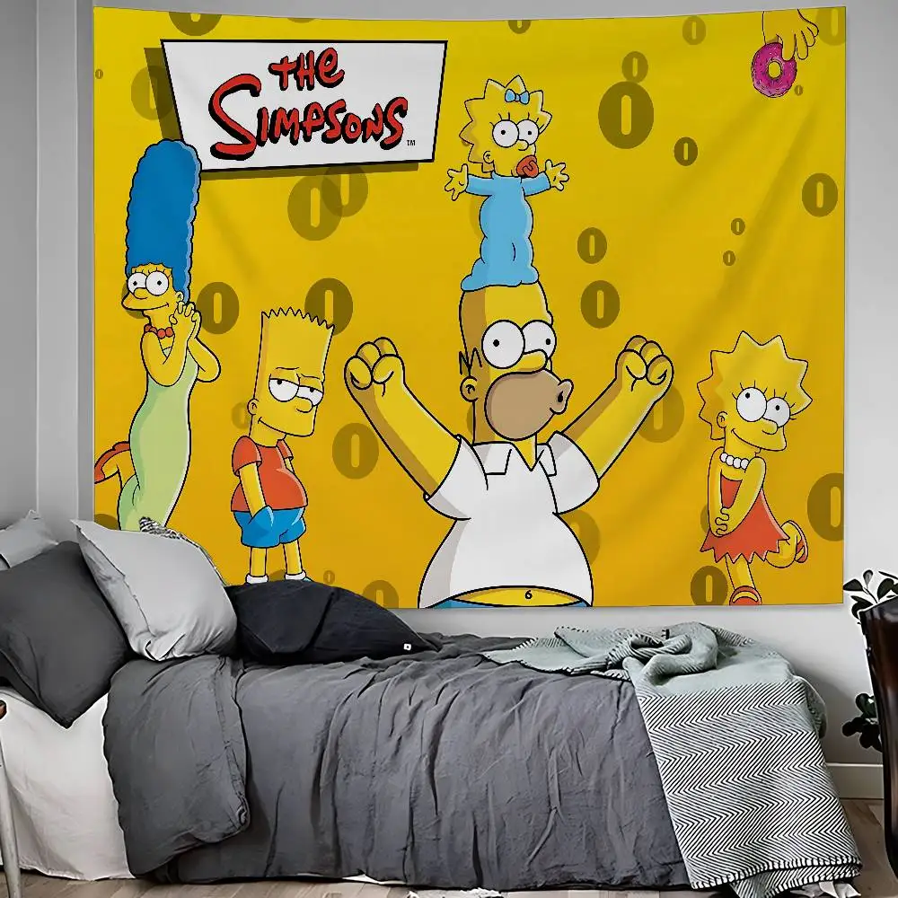 Cartoon The S-Simpsons Anime Tapestry Hippie Flower Wall Carpets Dorm Decor Wall Hanging Home Decor