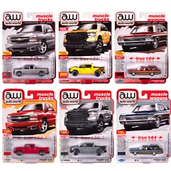 AW 1:64 2006 Silverado SS 2023 Ram 1500 kongswood Collection die cast alloy car model decoration gift