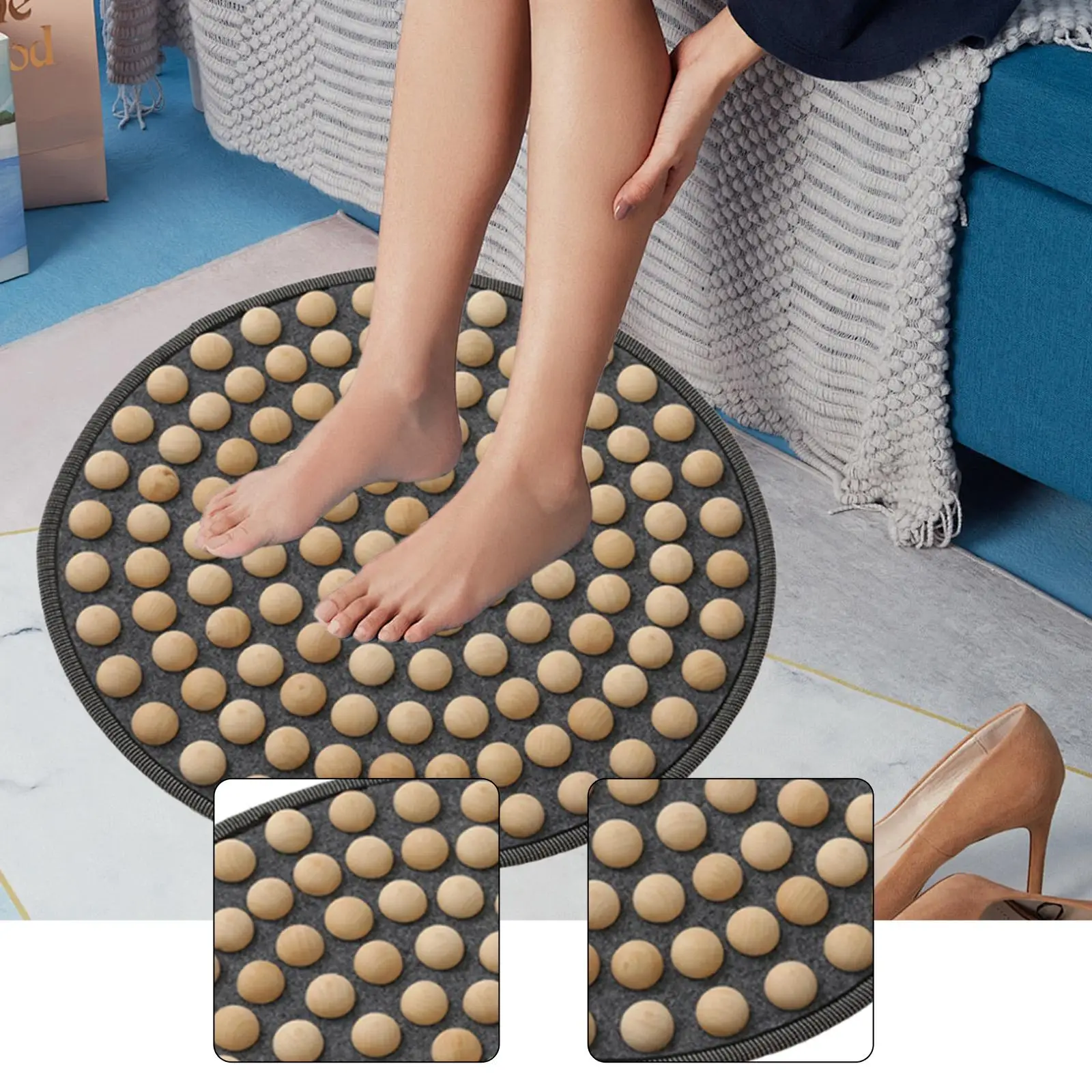 Foot Massage Pad Wood Foot Acupressure Mat Portable Space Saving Ergonomic Acupressure Mat for Travel SPA Bathroom Household