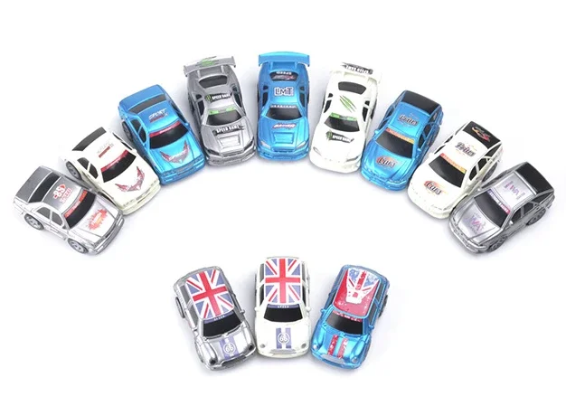 4D Assembled 1/72 Car Model 12 PCS/Set with Sticker Boy Assembled Sliding Q Version Toy