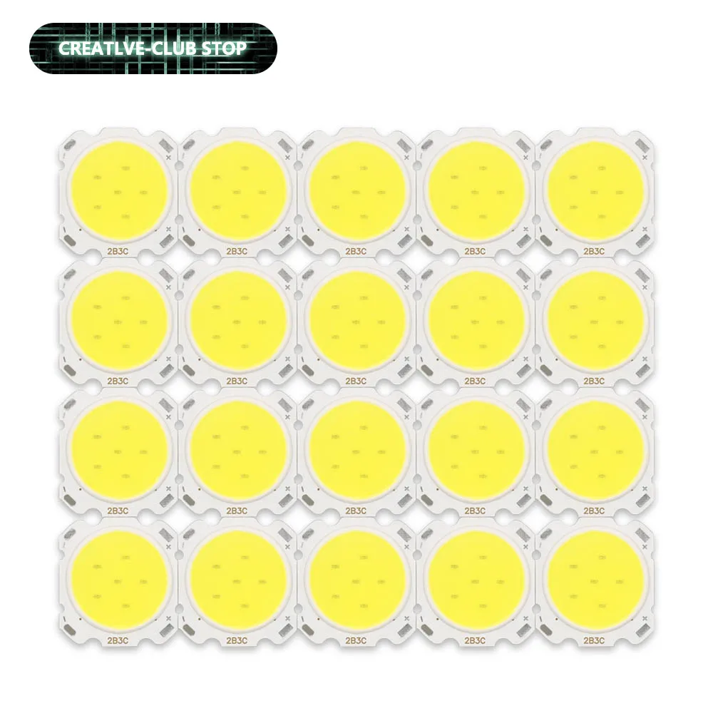 20pcs 250mA 3W 5W 7W 10W LED Source Chip High Power LED COB LED lamp Beads 24mm Light Bulb Light Lamp Spotlight Down light Lamps