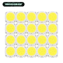 Chip de fuente LED de alta potencia, cuentas de lámpara LED COB de 250mA, 3W, 5W, 7W, 10W, 24mm, 20 unidades