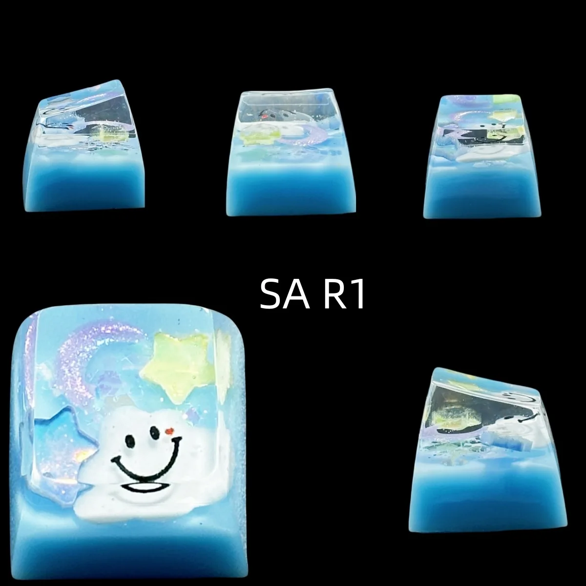 

Epoxy Translucent Smile Sky Keycap Resin Cross Shaft Mechanical Keyboard Keycap Single