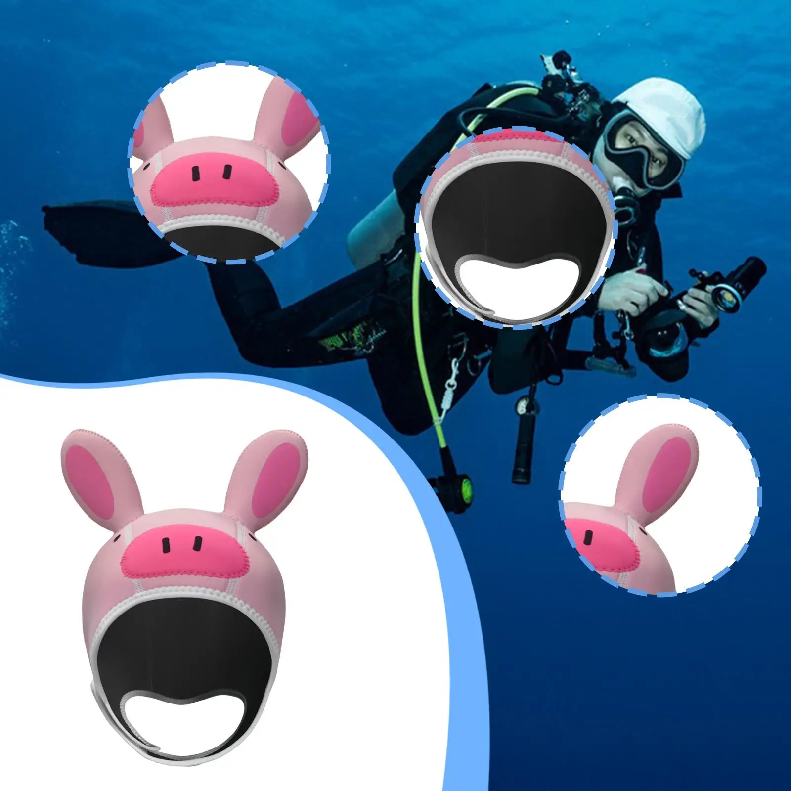 Scuba Dive Hat Piggy Shape Neoprene Hood Swim Cap for Water Sports Rafting Sailing Snorkeling Accessories