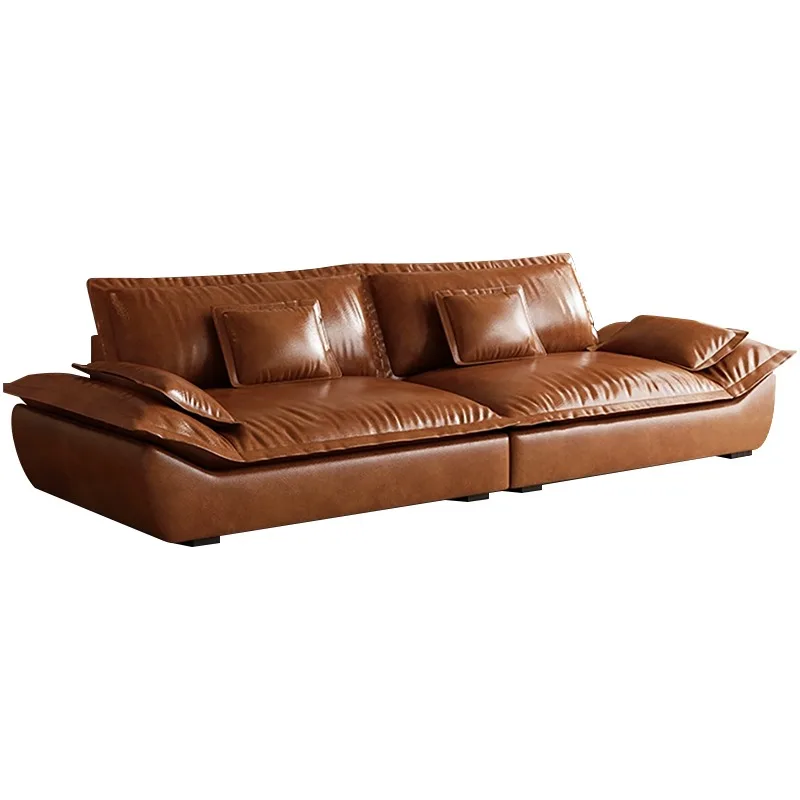 

-ForModern Style Leather Sofa Set for Living Room Elegant Furniture Veneer Indoor Family Room Sofas&