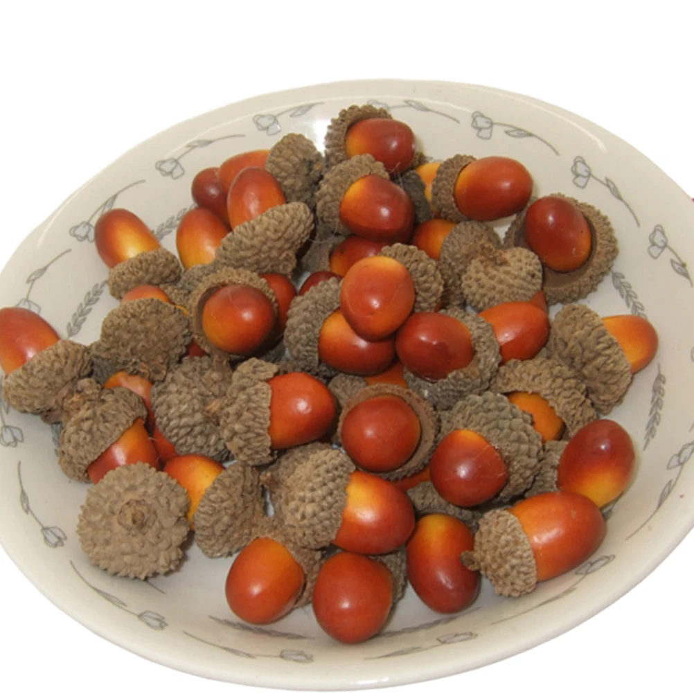

50 Pcs Simulated Acorn Ornaments Real Touch Photo Props Home Decoration Artificial Pine Cone Model Lifelike Teaching ToolsPlant