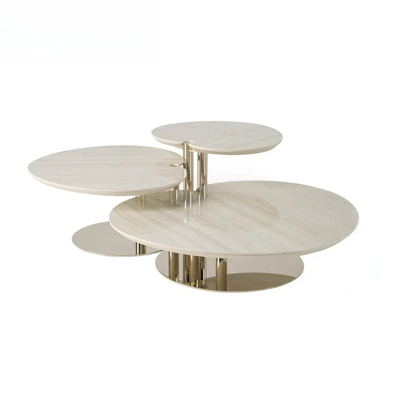 Italian light luxury, villa large apartment, household special-shaped metal marble coffee table