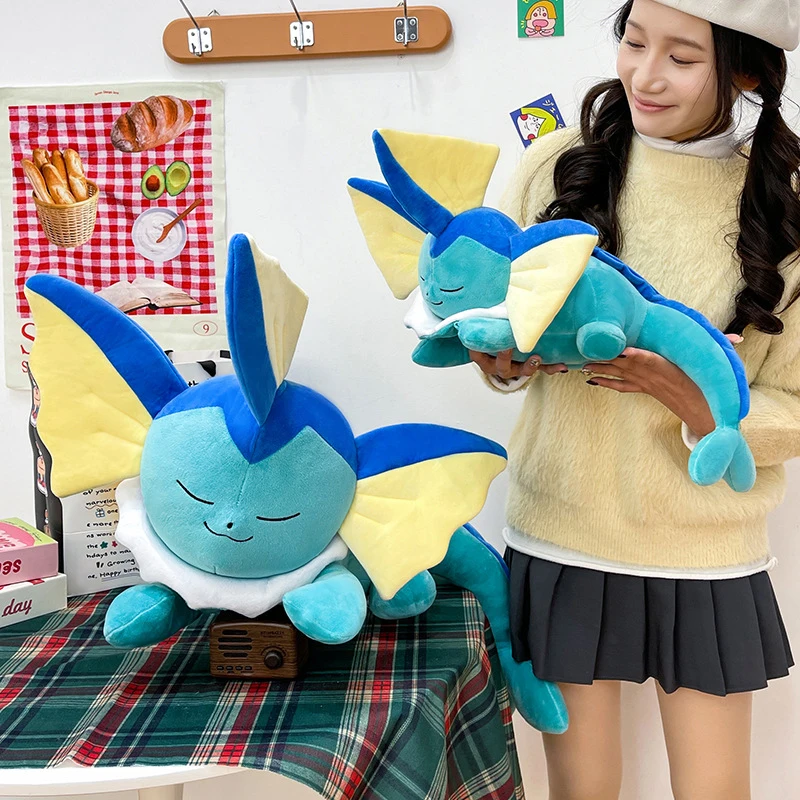30-70cm Pokémon Vaporeon Plush Toys Large Cartoon Plushie Cute Eevee Anime Pokemon Pillow Doll Stuffed Gift for Childrens Xmas
