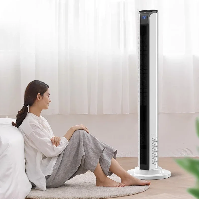 

Smart Temp-Control Bladeless Tower Fan with Remote 12H Timer LED Display-Low Noise for Home Oscillating Air Circulator