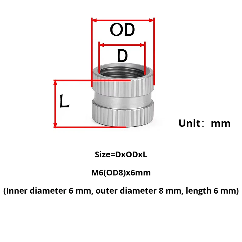 M1.6 M2 M2.5 M3 M4 M5 M6 303 Stainless Steel Hot Melt Insert Knurled Nut Thread Heat Molding Injection Embed Nuts GB809