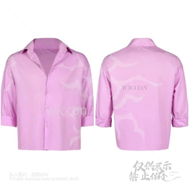 진우 아비 코스프레 의상 셔츠 사자 데몬스 보이즈 헌터스 데일리룩 섹시 남성 반팔 탑 할로윈 롤플레잉 파티복