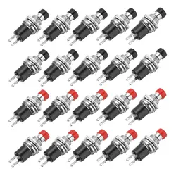 1A 250V AC 7mm Mini Momentary Push Button Switch PBS-110 NO Black/Red Switch Button with Soldering Foot for Electronic Device