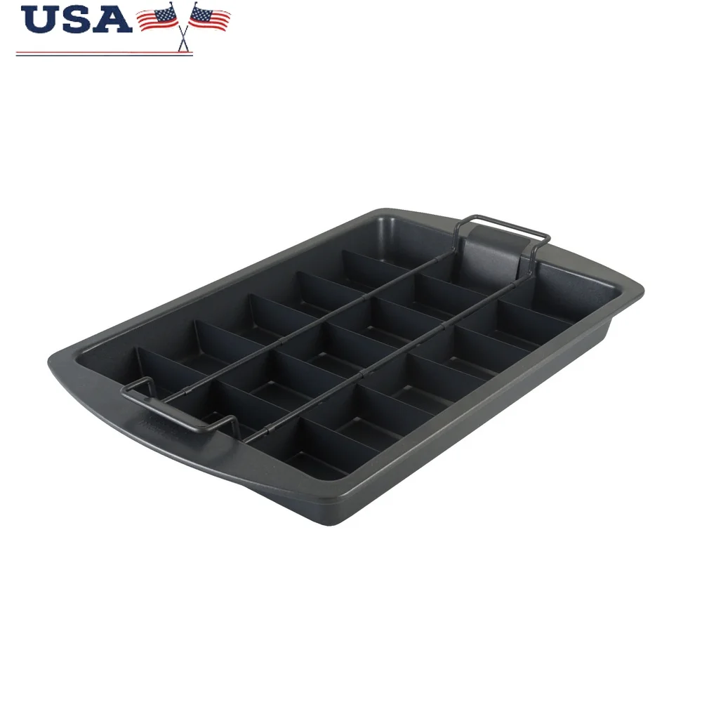 

Professional Brownie Pan with Removable Divider Non-Stick Baking Tray Uniformly Sliced Brownies Easy Cleanup Dishwasher Safe