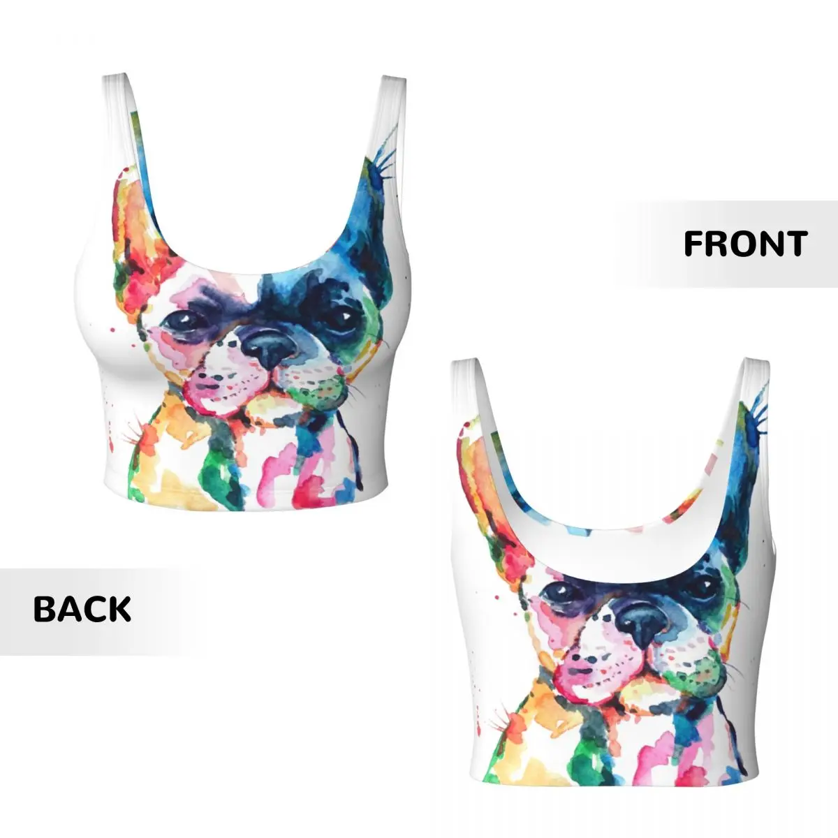 สีน้ํา French Bulldog Basic Tops ผู้หญิง Samba เซ็กซี่ V คอโยคะฟิตเนสเสื้อกีฬา