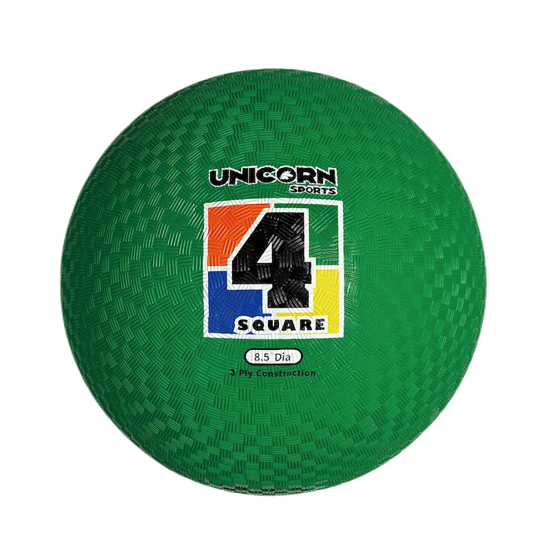 Unicorn Sports 8.5‘’ 4 square ball，rubber Play round ball，3ply rainbow color